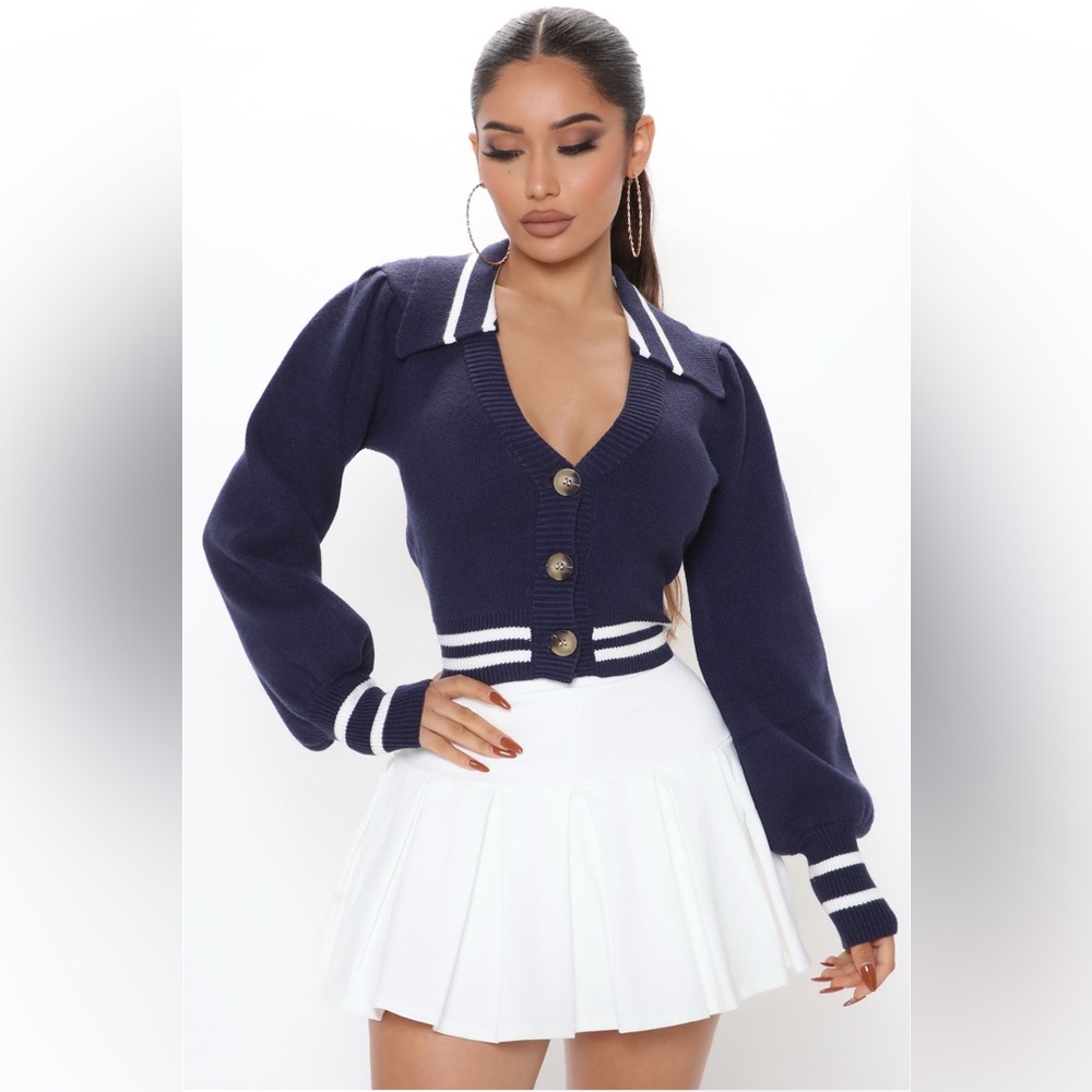FashioNova Navy Blue Button-Up Women's Jacket